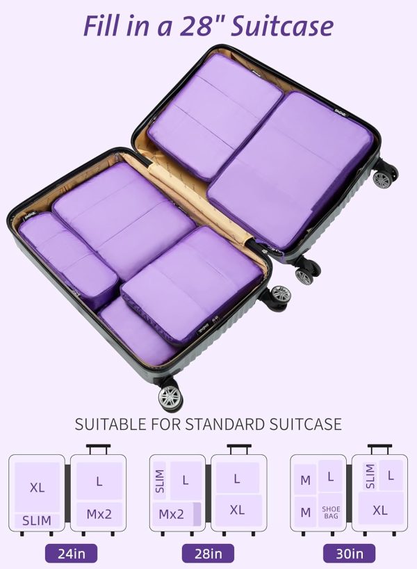 Bagail Ultralight Packing Cubes 7 Set, 3 Compression Packing Cubes 3 Packing Organizers with 1 Shoe Bag - Image 6