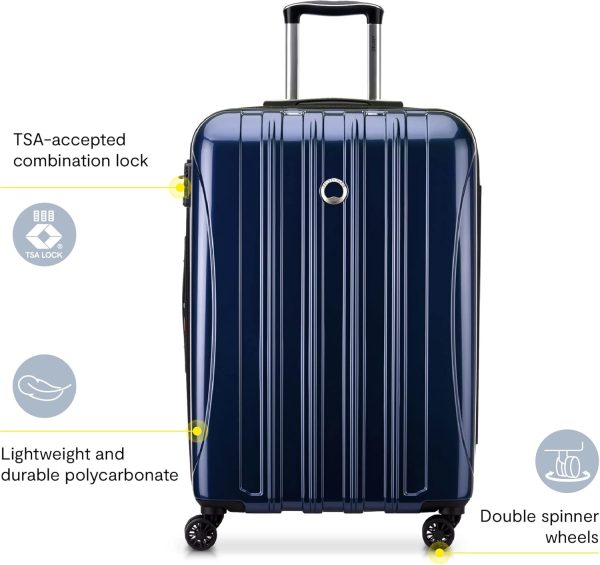 DELSEY Paris Helium Aero Hardside Expandable Luggage with Spinner Wheels, Blue Cobalt, Checked-Medium 25 Inch - Image 2