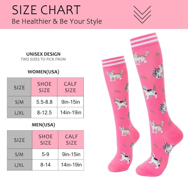 Compression Socks Women Men 6 Pairs, Knee High Best Support Circulation Socks for Running, Travel, Flight, Nurse - Image 2