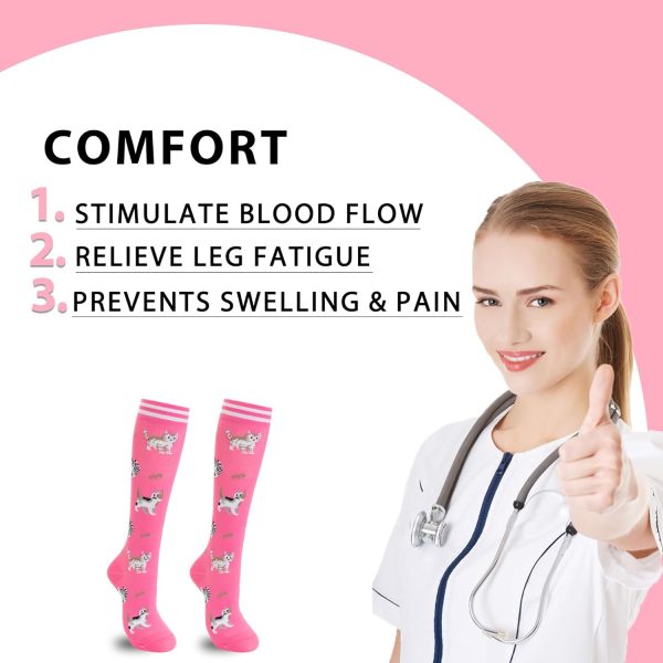 Compression Socks Women Men 6 Pairs, Knee High Best Support Circulation Socks for Running, Travel, Flight, Nurse - Image 5