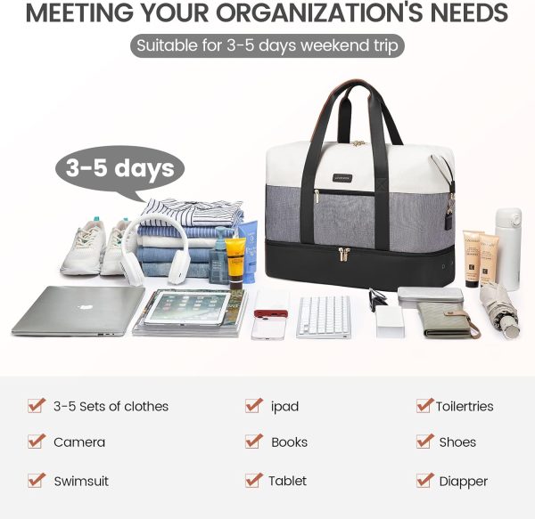 LOVEVOOK Weekender Bag, Large Travel Duffel Bag for Women with 2 Packing Cubes, Carry on Overnight Bag with Shoe Compartment, Mom Hospital Bags for Labor and Delivery - Image 9