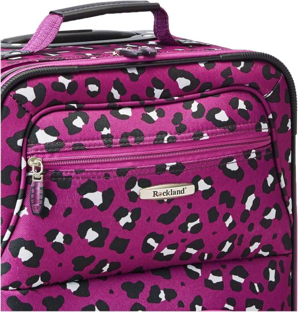 Rockland Fashion Softside Upright Luggage Set, Expandable,Telescopic Handle,Wheel, Purple Leopard, 2-Piece (14/19) - Image 8