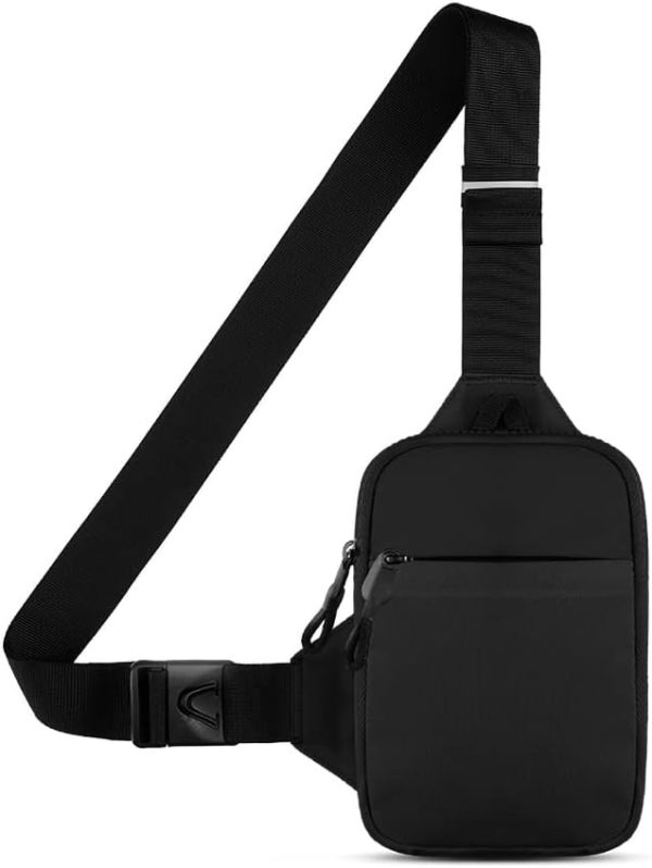 Simptech Mini Crossbody Sling Bag Chest Bag Dual Pocket Water Resistant Fanny Pack Running Phone Holder for Men Women Workout Travelling