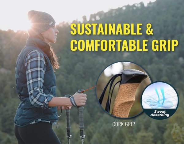 TREKOLOGY Trekking Poles Collapsible Nordic Hiking Poles - Cork Handle 2pc Ultralight Folding Walking Sticks, Hiking Sticks, Lightweight Aluminum Foldable Trekking Walking Sticks for Seniors Women Men - Image 2
